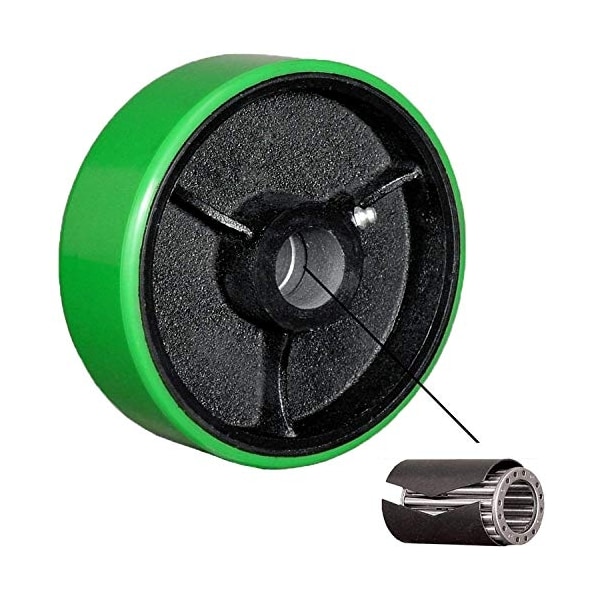 4"x2" Green Polyurethane on Cast Iron Wheel, (1 Piece), 800 lbs Ca